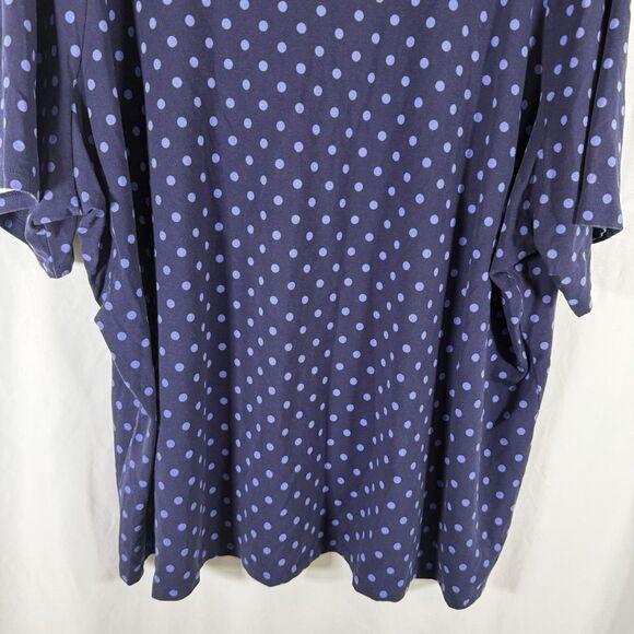 Isaac Mizrahi Live Shirt Women's 4X Blue Polka Dot Short Sleeve Stretchy - Picture 3 of 9